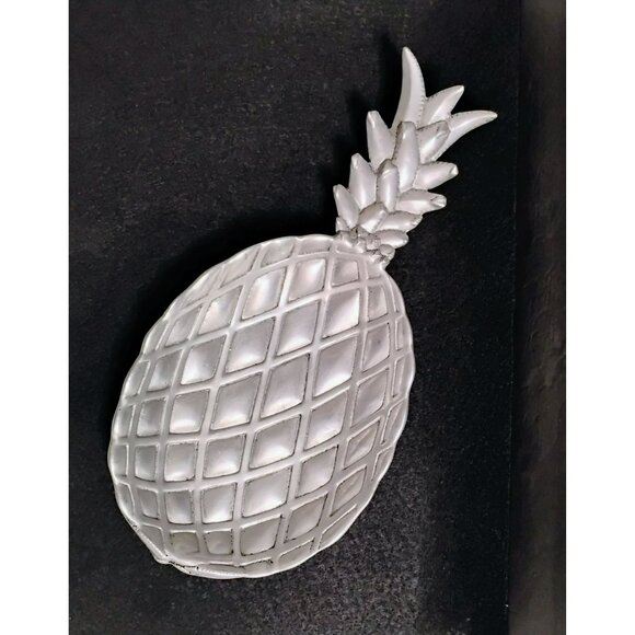 Vintage Bruce Fox Pineapple Aluminum Serving Tray Platter Metallic Silver Dish - Picture 1 of 7